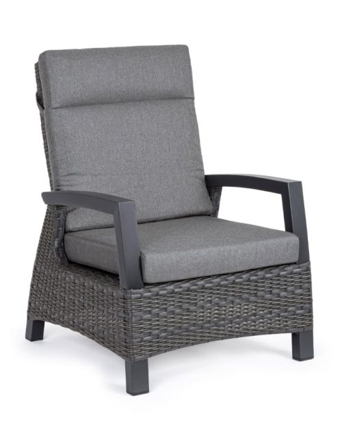 BRITTON recliner armchair in anthracite color with cushion