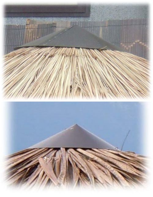 Metal cover for parasols made of African straw
