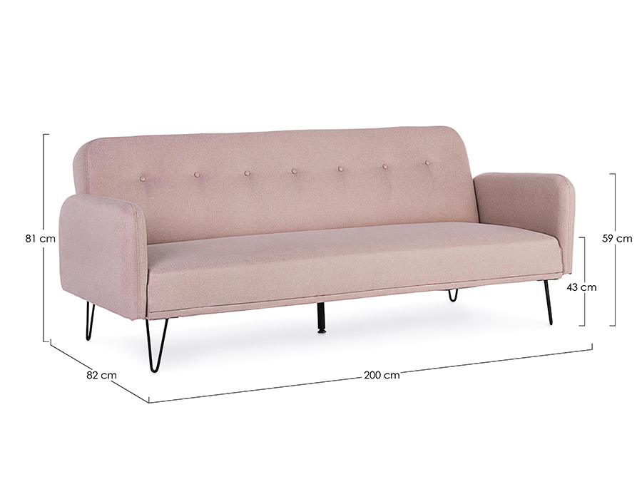 Sofa with BRIDJET bed, dimensions