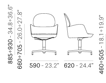 Chair Pedrali ESTER 696F dimensions