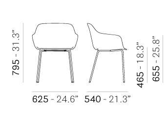 Fotelja Pedrali babila XL 2734 dimenzija